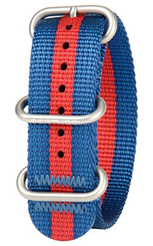 DX3 Nylon 7/8" Blue with Red Stripe Matte Stainless Steel