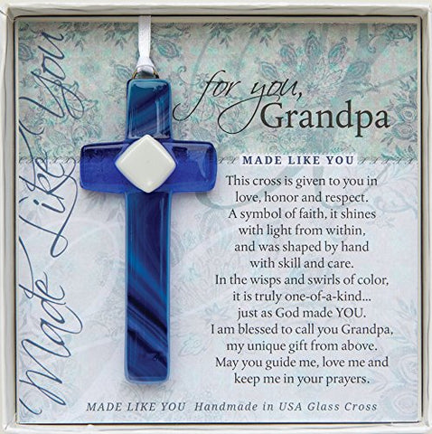 Made Like You Grandpa Cross, 4" Blue