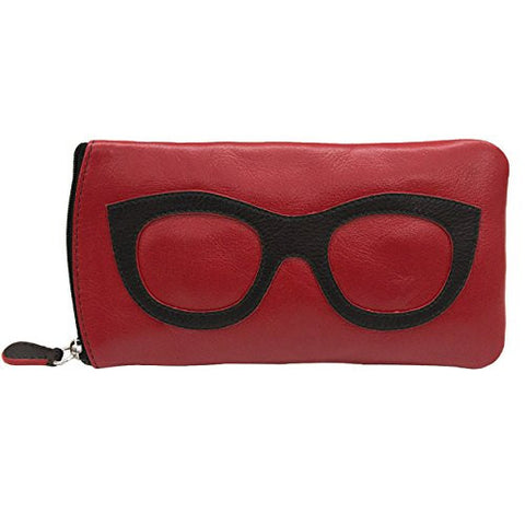 Eyeglass Case With Zip Closure, Red/Black