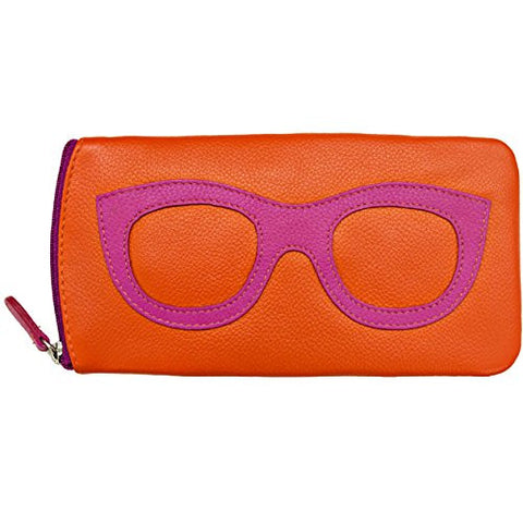 Eyeglass Case With Zip Closure, Orange/Fuchsia