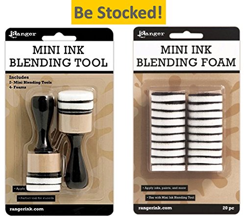 Ranger Mini Ink Blending Tool 1" Round (Includes 2 Tools/4 Foams) and Ranger Mini Ink Blending Replacement Foams 1" Round (Includes 20 Foams)