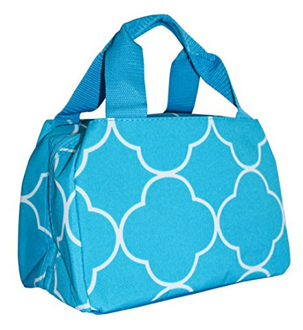 Teal Blue Quatrefoil Wholesale Insulated Lunch Tote Bag