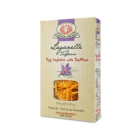 Flavored Egg Pasta in Boxes, Egg Tagliolini with Saffron, 250 gr