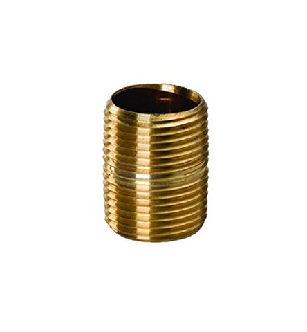 Brass Pipe Fitting - Close Nipple, Male Pipe Thread, Size 0.5