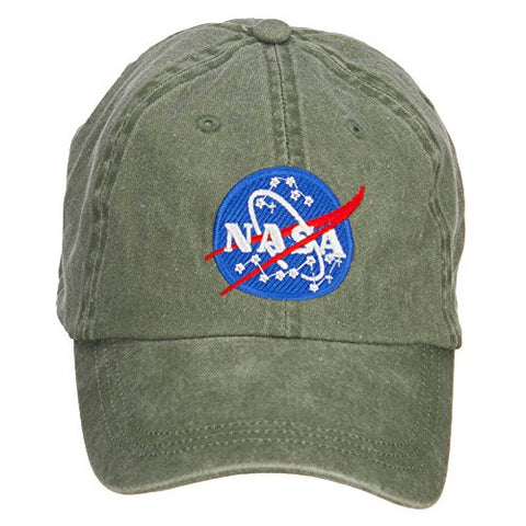 MG:e4Hats, NASA Insignia Embroidered Washed Cap - Olive (fitting up to XL)