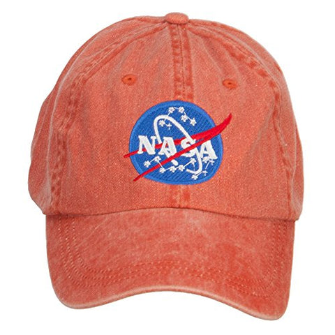 MG:e4Hats, NASA Insignia Embroidered Washed Cap - Orange (fitting up to XL)