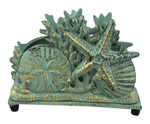 Antique Bronze Cast Iron Seashell Napkin Holder 7"