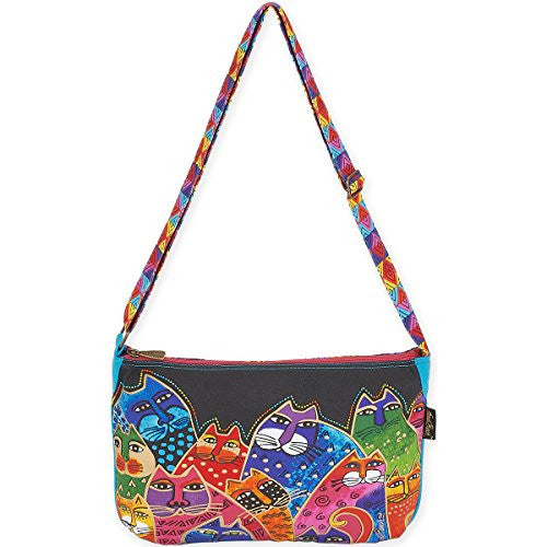 Laurel Burch Whiskered Family Medium Crossbody Bag, 16"x 4"x 10"