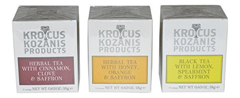 Tea w Cinnamon & Saffron 18g and Tea w Honey & Saffron 18g and Tea w Lemon & Saffron 18g