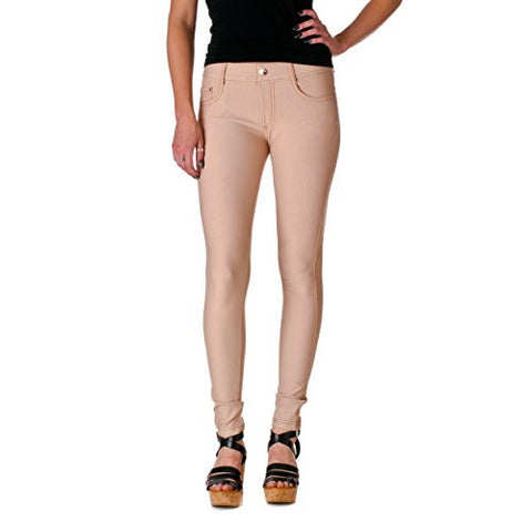 Fashion Mic Womens Pull On Cotton Blend Color Jeggings, Camel, Large/X-Large