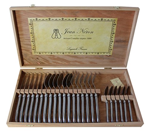 Jean Dubost Laguiole 24-Piece Flatware Set, Pearlized Ivory