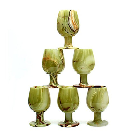 Multi-Green Onyx Medium Wine Glass, Set of 6