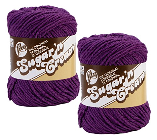Lily Sugar'n Cream Solid Yarn Black Currant 120 Yards 2.5 OZ