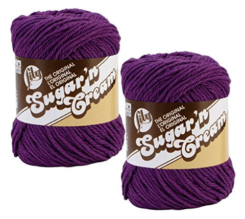 Lily Sugar'n Cream Solid Yarn Black Currant 120 Yards 2.5 OZ