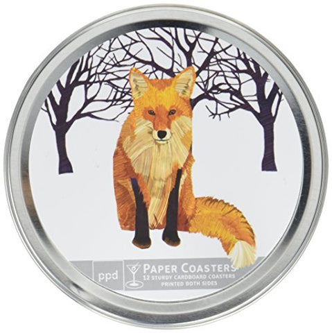 Coasters Tin of 12 Winter Fox