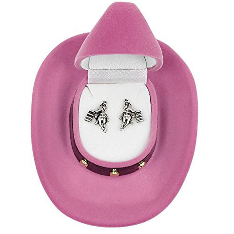 Barrel Racer Earrings Cowboy Hat Gift Box