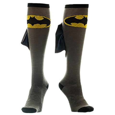 Batman Logo Grey/Black Knee High Shiny Cape Socks