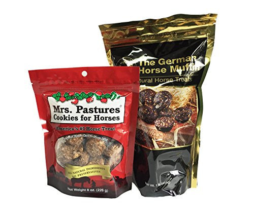 Mrs. Pastures Cookies - Natural Horse Treats, 8 oz bag and Equus Magnificus The German Horse Muffins, 1 lb