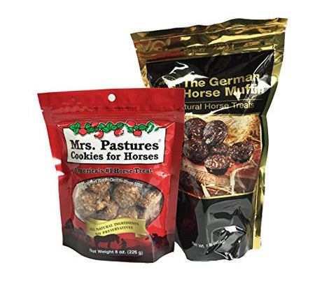 Mrs. Pastures Cookies - Natural Horse Treats, 8 oz bag and Equus Magnificus The German Horse Muffins, 1 lb