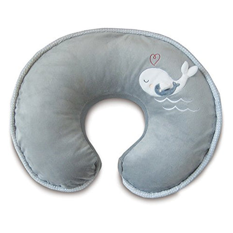 Luxe Feeding & Infant Support Pillow - Chevron Whales, Gray