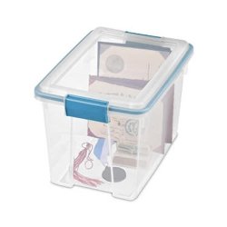 20 Qt. Gasket Box, Clear Lid & Base W/blue Aquarium Latches & Gasket, 16 1/8" L X 11 1/4" W X 10 7/8" H