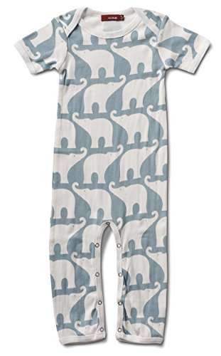 Short Sleeve Romper, Blue Elephant- 6-12M
