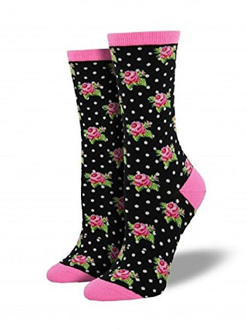 Women's Romantic Roses Socks, Black