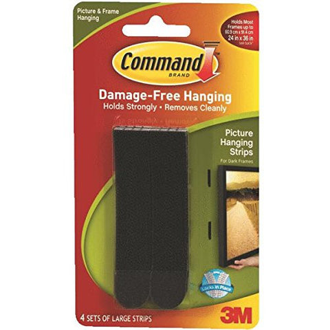 Command Picture Hanging Strips Up To 24" X 36" 4 Sets Large White 5/8" H X 3/4"W X 1/10" D