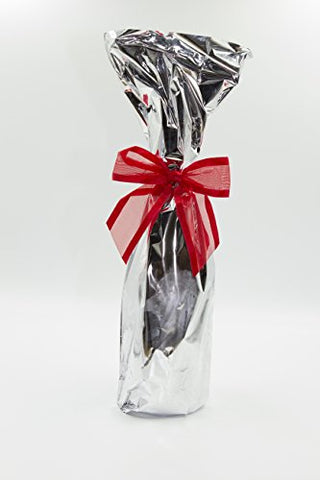Mylar Wine Bag with Ribbon, Silver