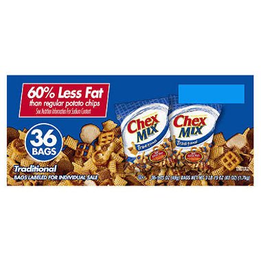 Chex Mix Traditional Snack Bags 36 Count 1.75 Oz