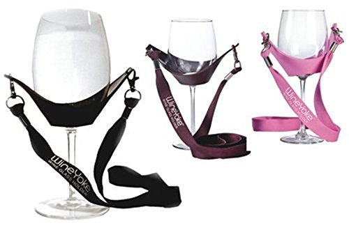Wine Yoke Wine Glass Holder, Black, Burgundy and Pink