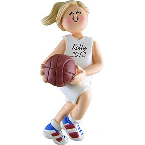 Basketball Female Blonde Personalized Christmas Tree Ornament