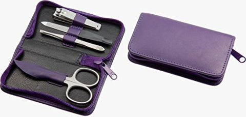 Sonnenschein Manicure case: 4 pcs. Stainless steel; Nappa cowhide, purple