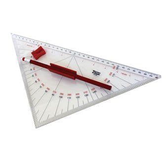Professional Protractor Triangle, 9.25in sides x 13in hypotenuse, 13in L x 7in W x 0.6in H, 0.5lb