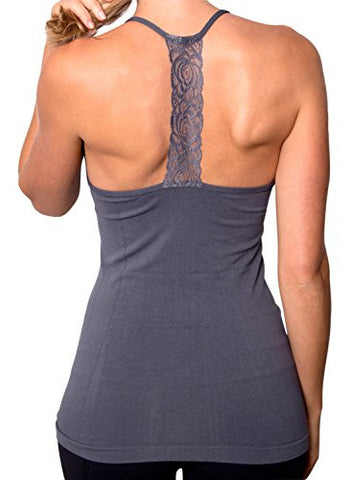 Coobie Lace T-Strap Camisole (One Size, Charcoal)