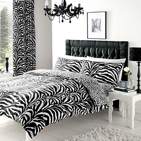 Zebra Skin Print King Duvet Set (11049180) - 230cm x 220cm(90.5in x 86.5in) Pillowcase approx size : 50cm x 75cm(19in x 29in) Black & White