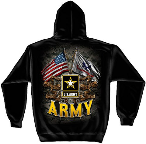 Double Flag US Army, Hooded-Sweatshirt, Large, Black