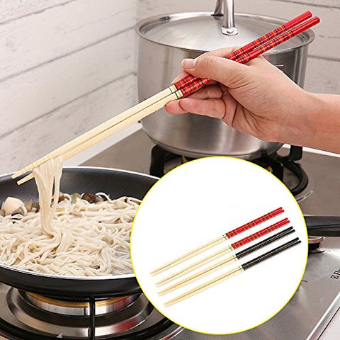 Dealglad® 5 Pairs Kitchen Bamboo Hot Pot Noodles Cooking Non Slip Chopsticks Tableware Dinnerware 13 Inch