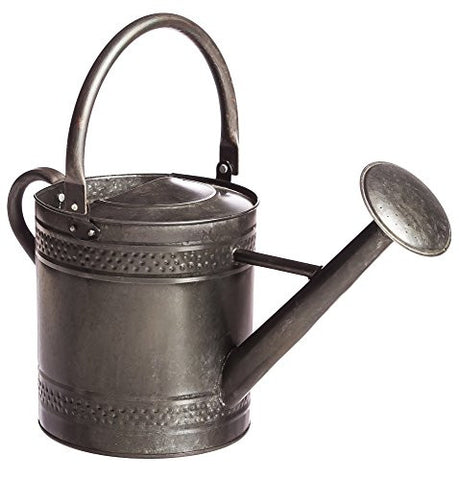 Black Zinc Dotted Pattern Watering Can, 6.5 Liter Capacity