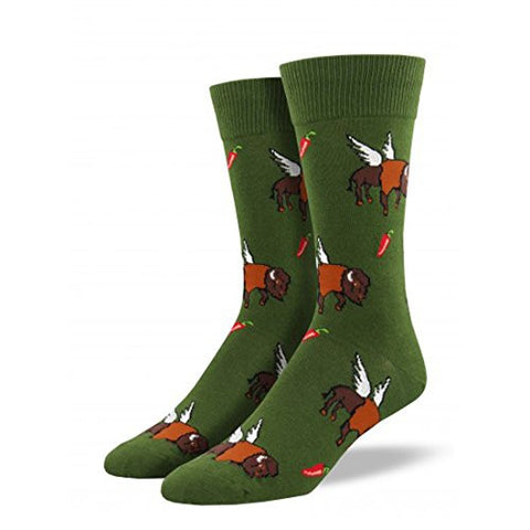 Men's Flying Buffalo Wings Socks, Chive