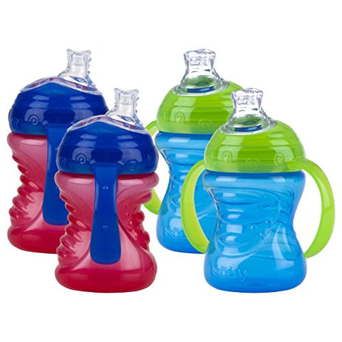 2 Handle Grip N’ Sip Cup with No-Spill Super Spout - 8 oz - 2 Pack - Red-Blue
