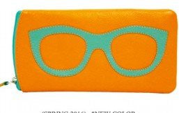 Eyeglass Case With Zip Closure, Papaya/Turquoise