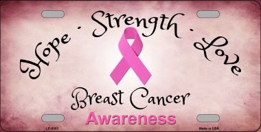BREAST CANCER RIBBON NOVELTY WHOLESALE METAL LICENSE PLATE LP-8303
