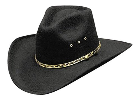 Black Faux Felt Western Pinch Front Hat, Kids, One size