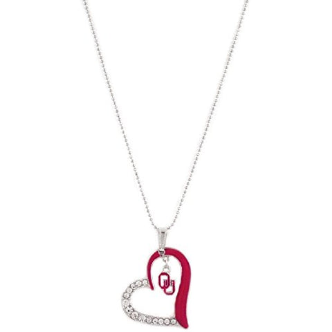 Oklahoma Sooners Heart Crystal Necklace