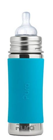 Pura 11 oz. Stainless Steel Baby Bottle, Medium Flow Nipple, Aqua