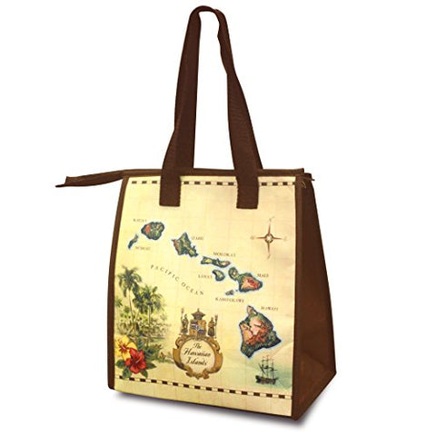 Insulated Lunch Bag, Islands of Hawaii Tan, 8-2/3”W x 6”D x 9-7/8”H