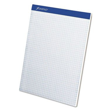 Ampad Double Writing Pad, 4x4 Quad Ruled, 100 Sheets, White, 8-1/2" x 11-3/4"