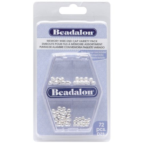 Memory Wire End Caps, Variety Pack, Silver Plated,24 pcs 3mm, 24pcs 4mm, 12pc 4mm corrugated, 12pc 4mm sparkle.