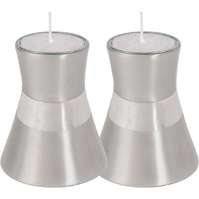 Candlesticks - Pair - Small - Anodize - Silver, 3x2.5 inch